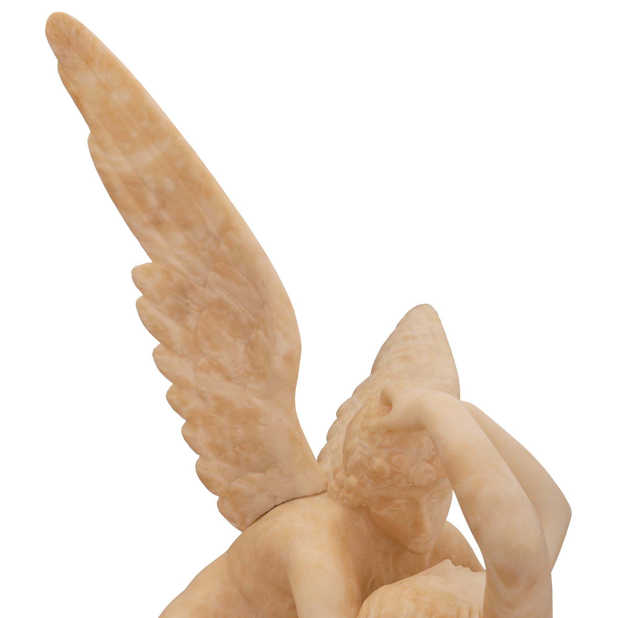 French Mid-19th Century Neo-Classical St. Alabaster Statue of Cupid and Psyche For Sale 3