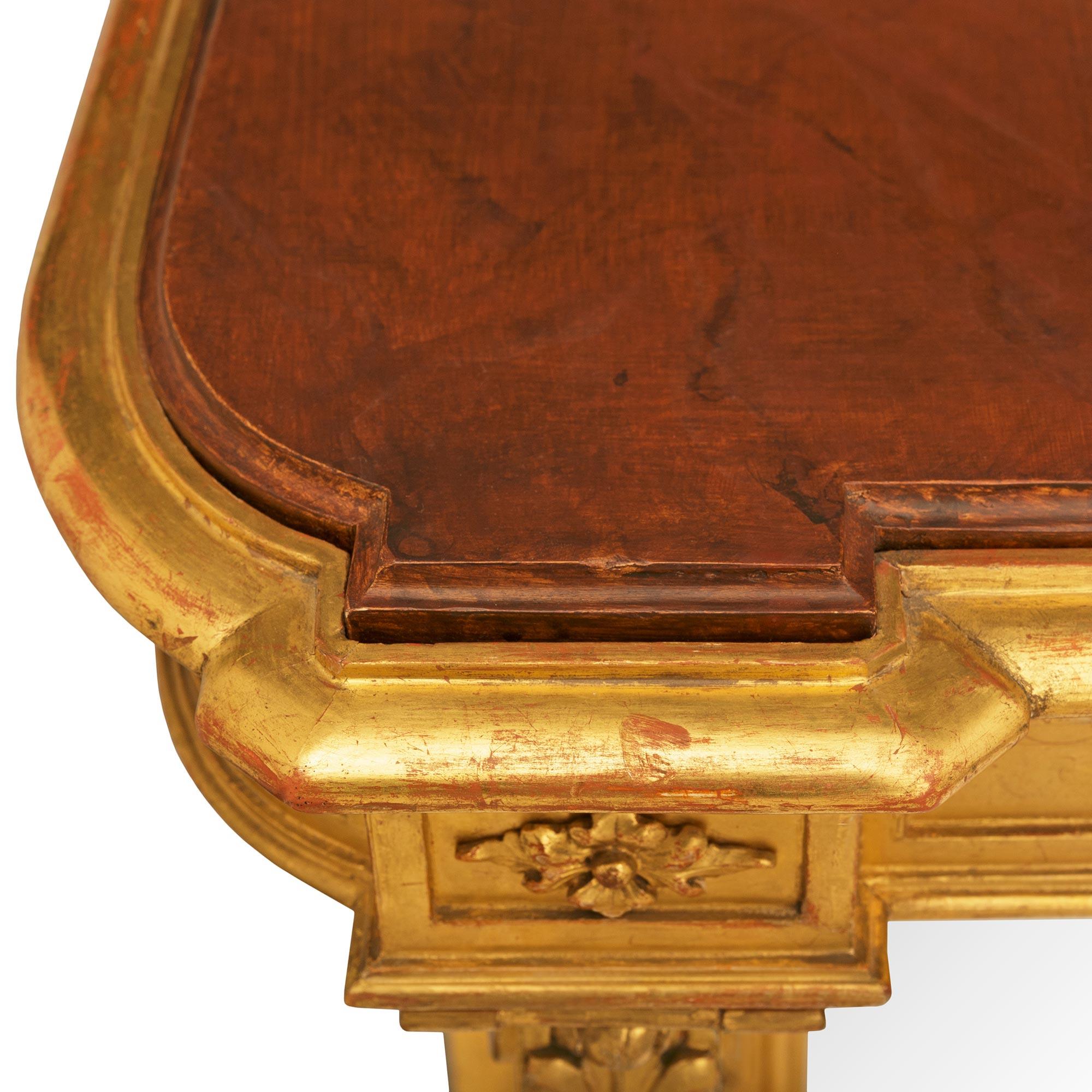 Console neoclassica francese della metà del XIX secolo in legno di San Giglio In condizioni buone in vendita a West Palm Beach, FL