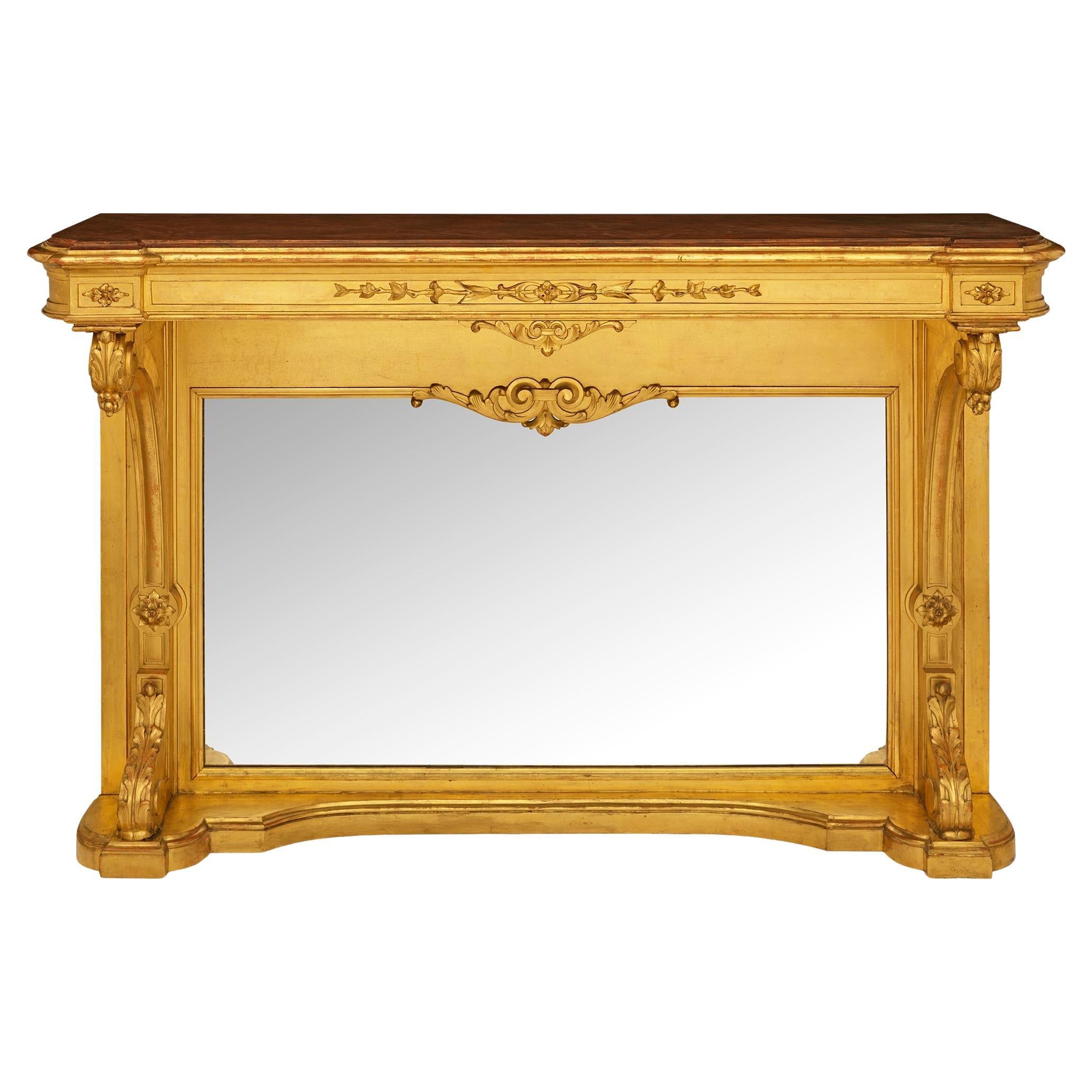 Französisch Mitte 19. Jahrhundert Neo-Klassik St. Giltwood Konsole