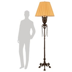 French Mid-19th Century Neoclassical Style Solid Bronze and Ormolu Floor Lamp