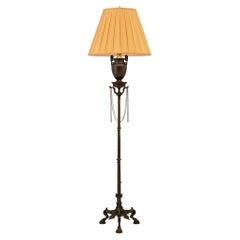 Lampadaire français de style néoclassique du milieu du XIXe siècle en bronze massif et bronze doré