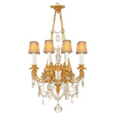 French mid 19th century Ormolu, Baccarat, and Rock Crystal chandelier
