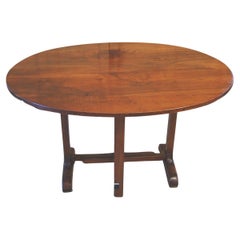 Antique French  Mid 19th Century Oval Walnut Vendange Table with Tilting Mechanism