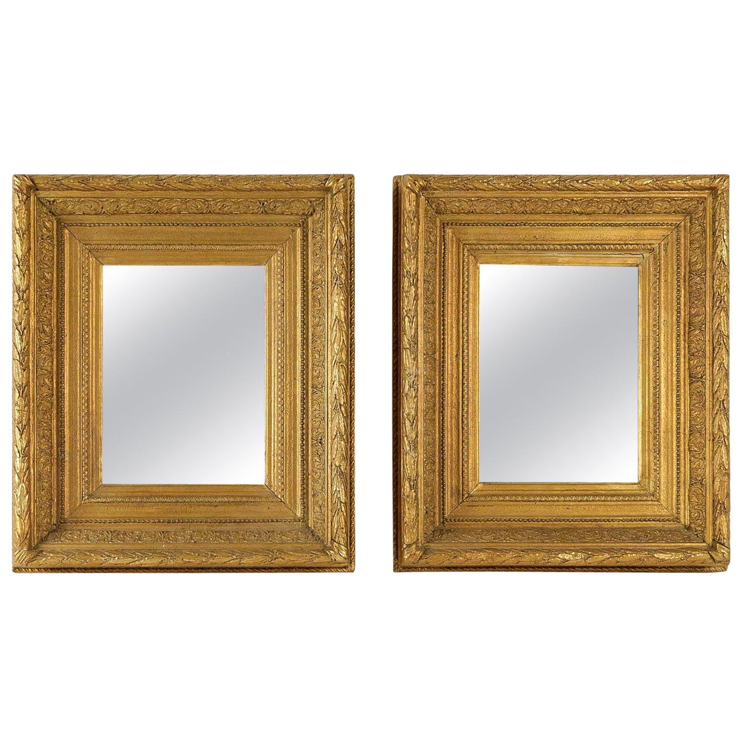 French Mid-19th Century Pair of Giltwood Mirror, circa 1860 For Sale