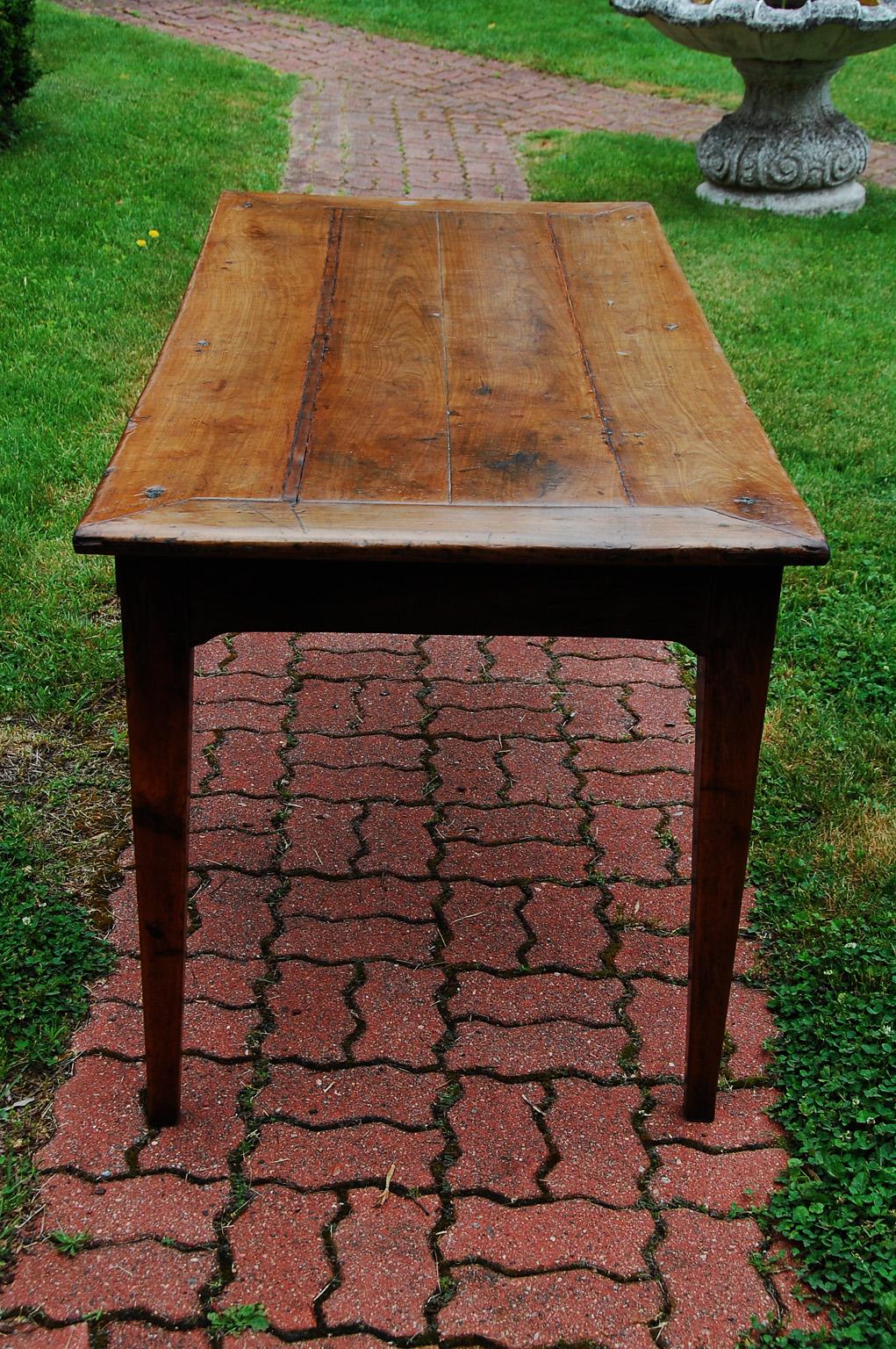 French Mid 19th Century Provincial Cherry Farmhouse Table with  Breadslide 1