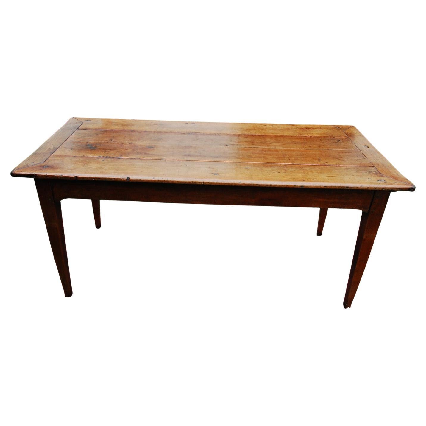 French Mid 19th Century Provincial Cherry Farmhouse Table with  Breadslide