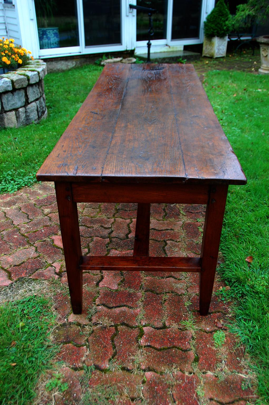 French Mid 19th Century Provincial Farmhouse Table in Oak and Chestnut 1