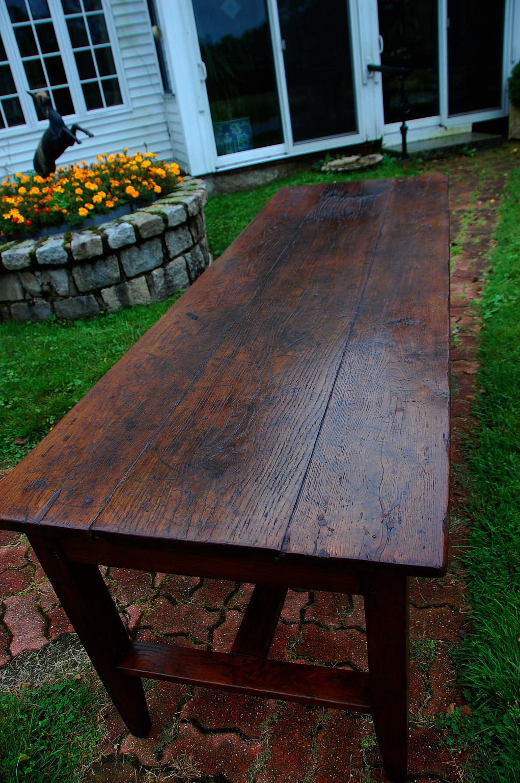 French Mid 19th Century Provincial Farmhouse Table in Oak and Chestnut 3