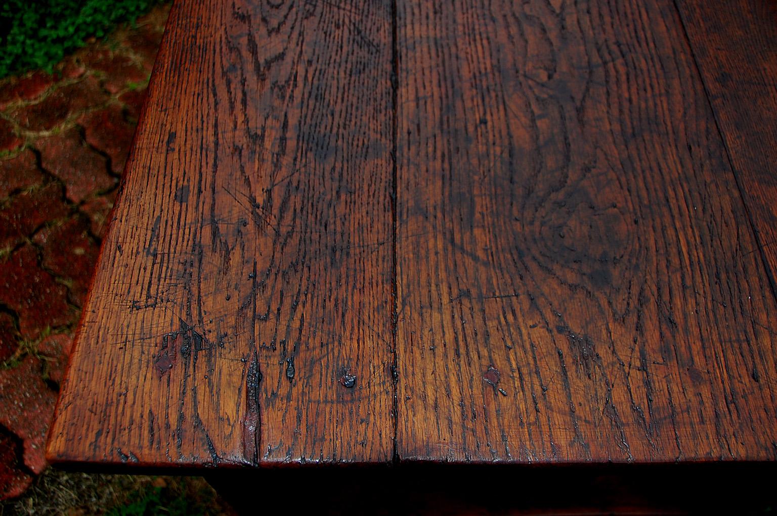 French Mid 19th Century Provincial Farmhouse Table in Oak and Chestnut 4