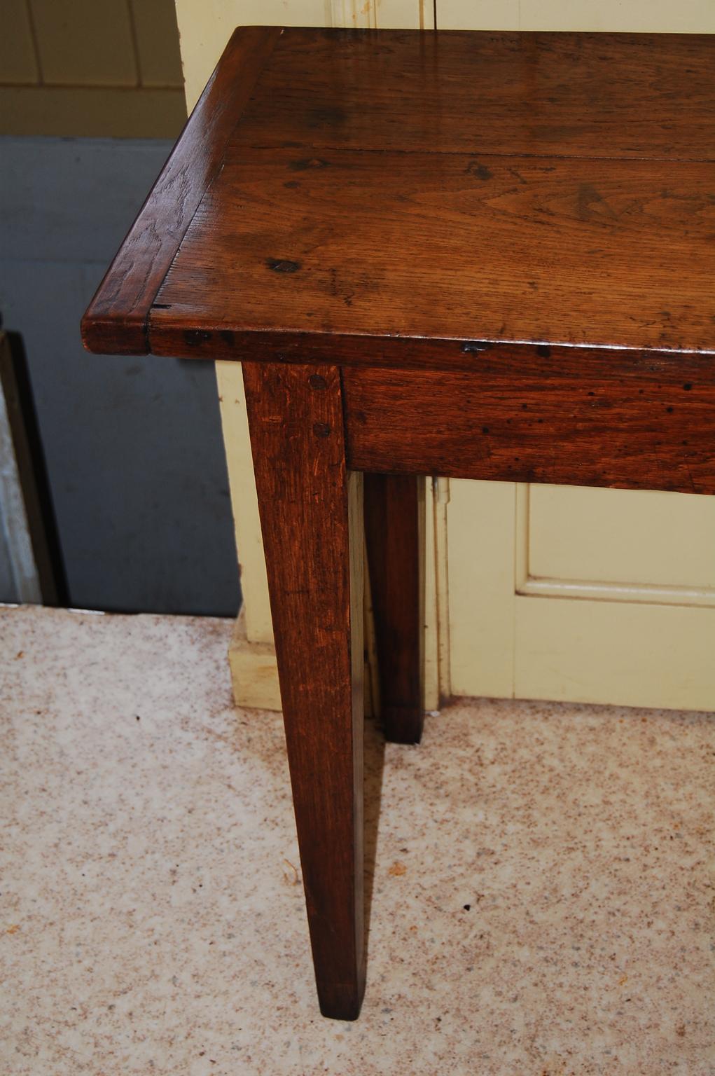 French Mid-19th Century Provincial Oak Serving Table Two Drawers 1