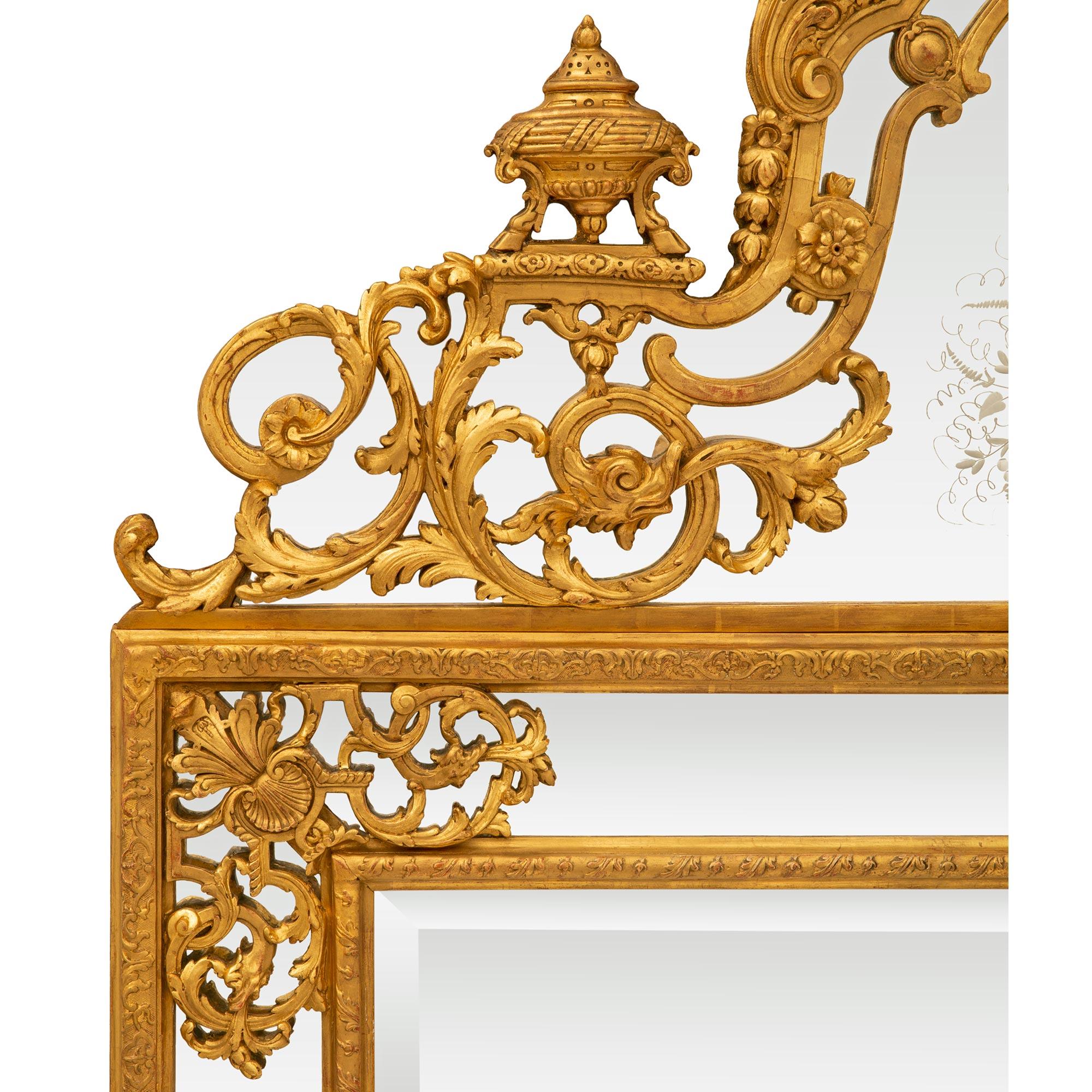 French Mid-19th Century Regence St. Double Framed Giltwood Mirror For Sale 2
