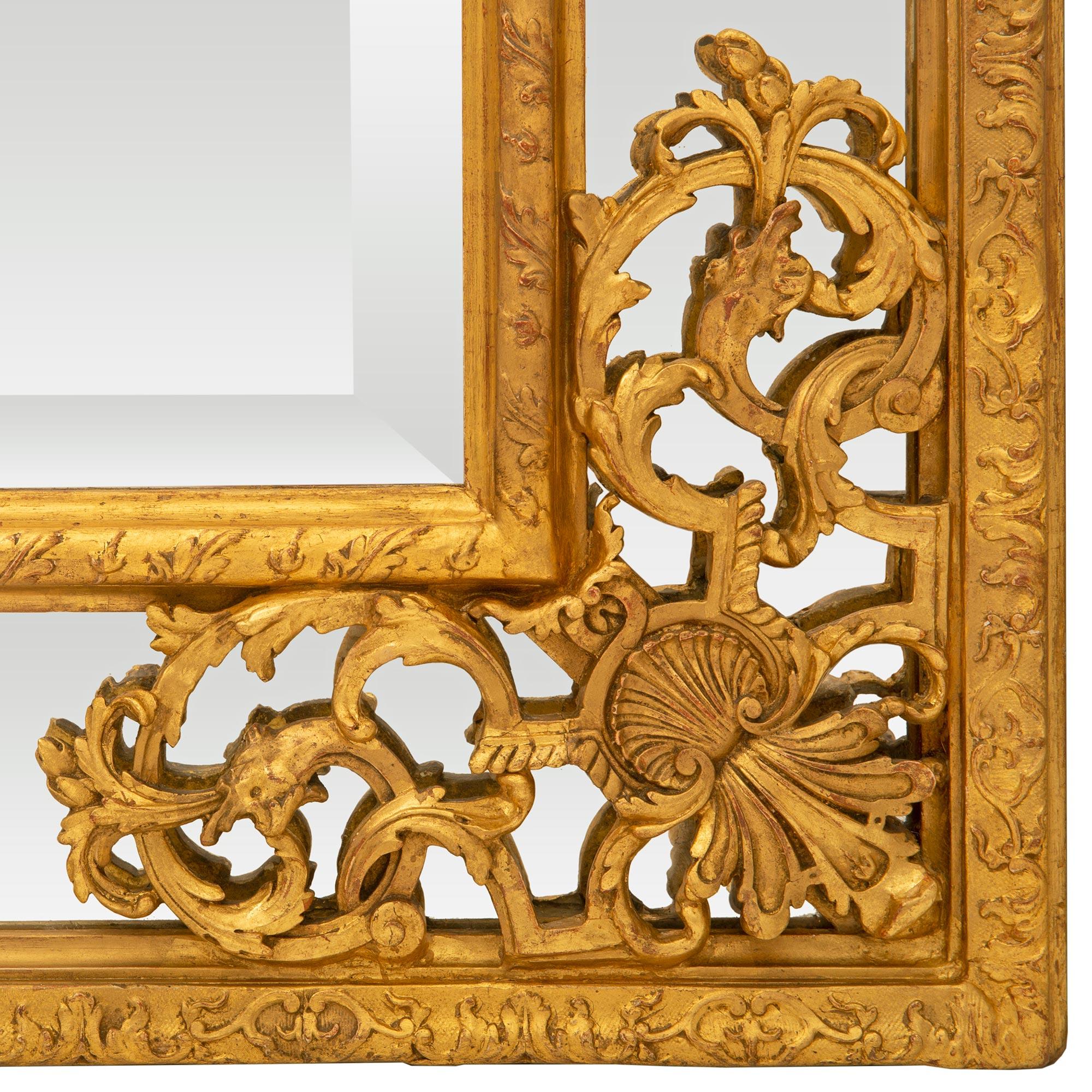 French Mid-19th Century Regence St. Double Framed Giltwood Mirror For Sale 4