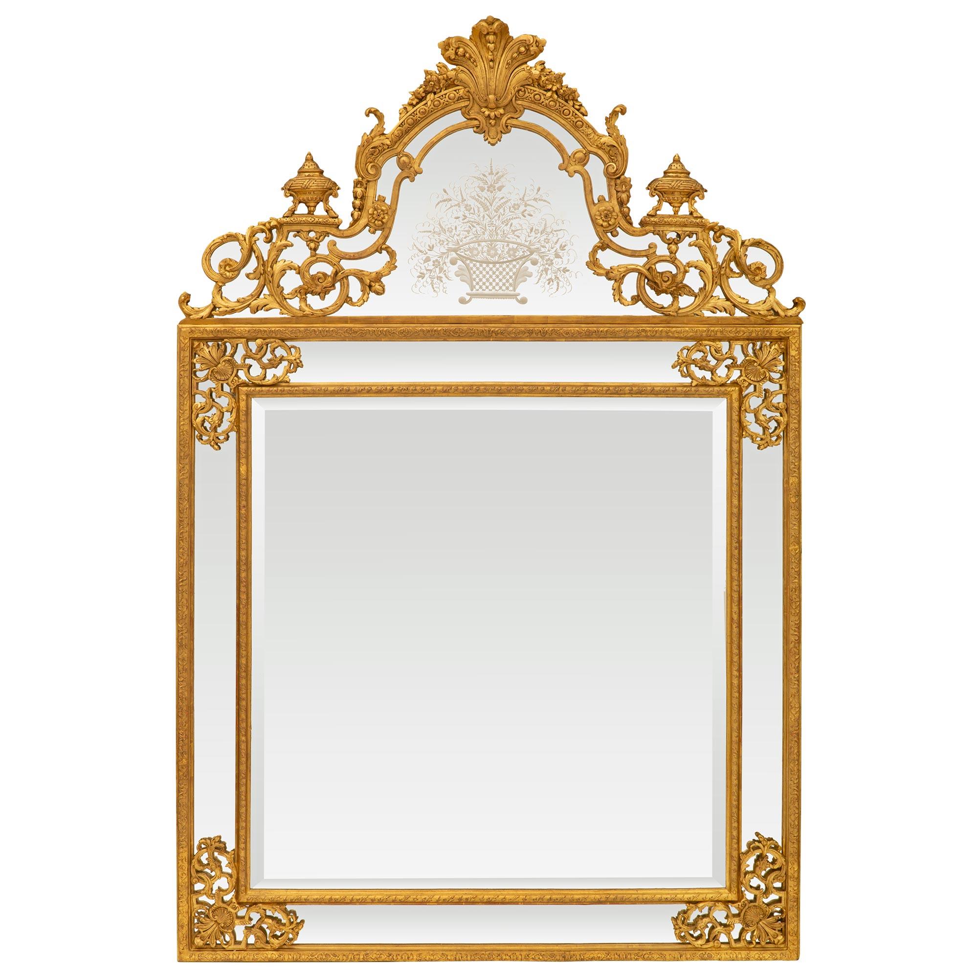 French Mid-19th Century Regence St. Double Framed Giltwood Mirror For Sale 5