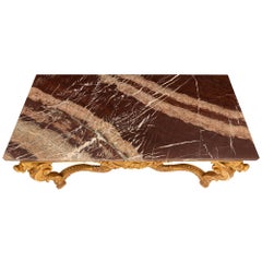 French Mid-19th Century Regence Style Giltwood and Marble Center Table