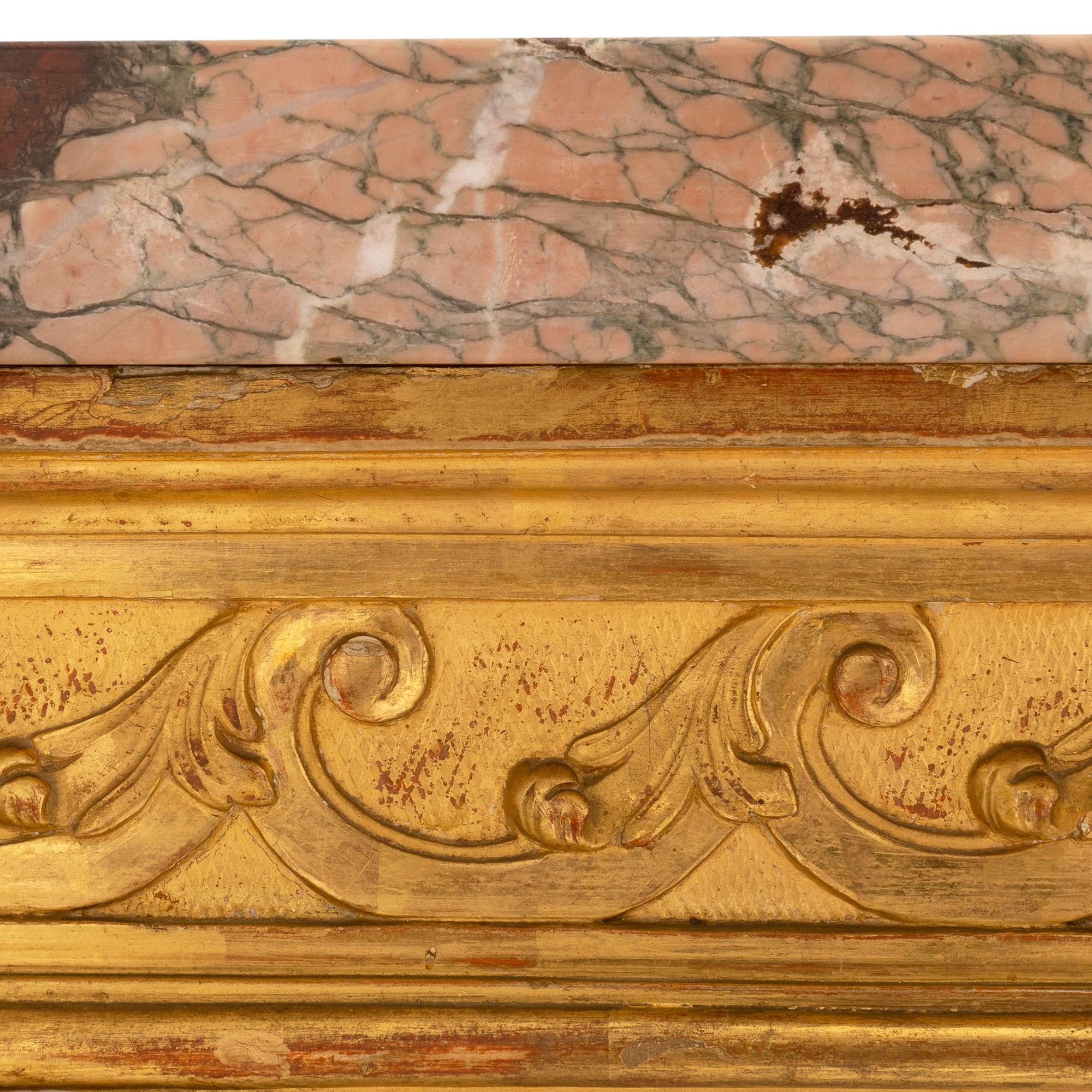 Table centrale en bois doré et marbre, style Régence, milieu du 19e siècle en vente 1