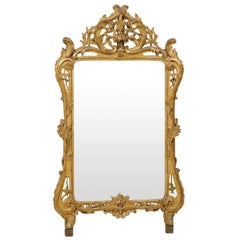 French Mid-19th Century Richly Carved Gilded Wood Mirror