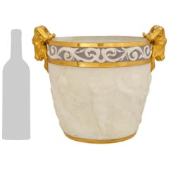 French mid 19th century Sèvres Porcelain and Gilt milk pail/urn