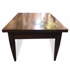 French Mid-19th Century Solid Walnut Center Table Rectangular Louis XVI Style