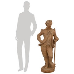 French mid 19th century Terra Cotta statue of Jean-Jacques Rousseau
