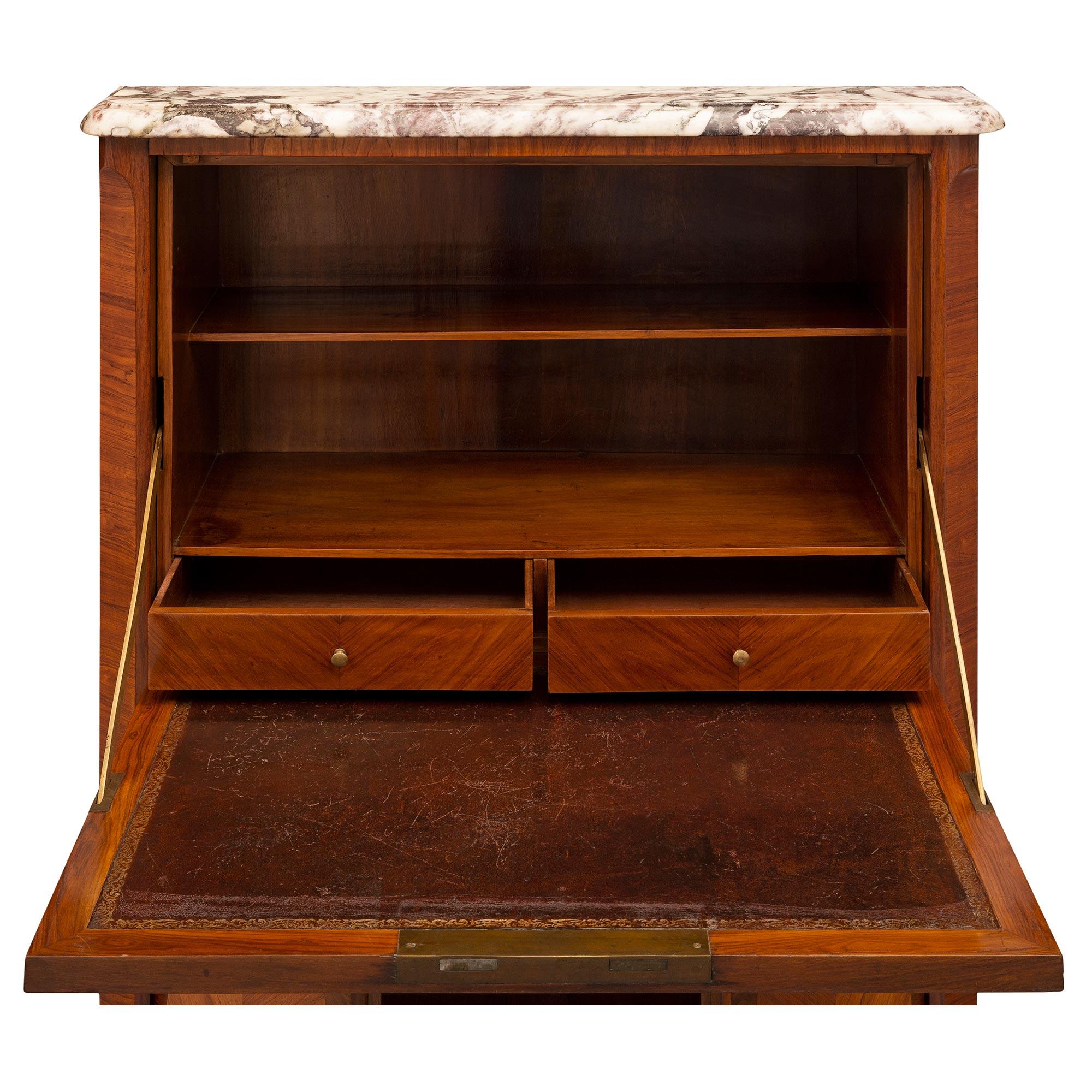 French Mid 19th Century Transitional St. Kingwood, Marble, and Ormolu Secretary For Sale 1