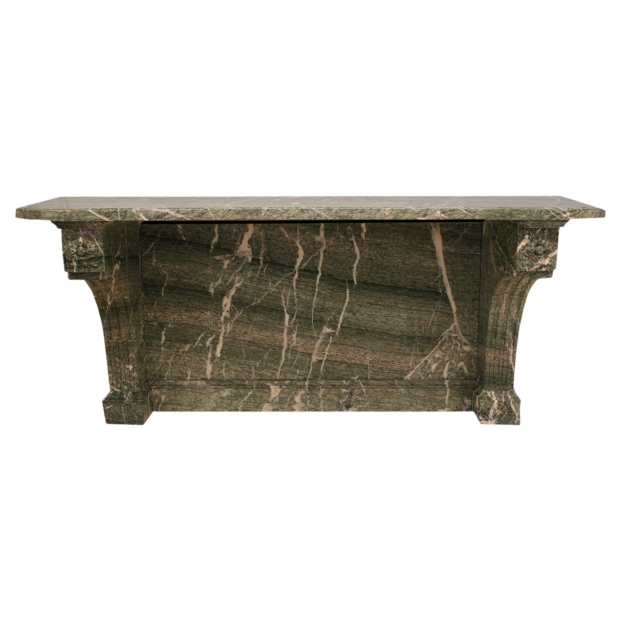 French Mid-19th Century Vert Campan Solid Marble Console For Sale