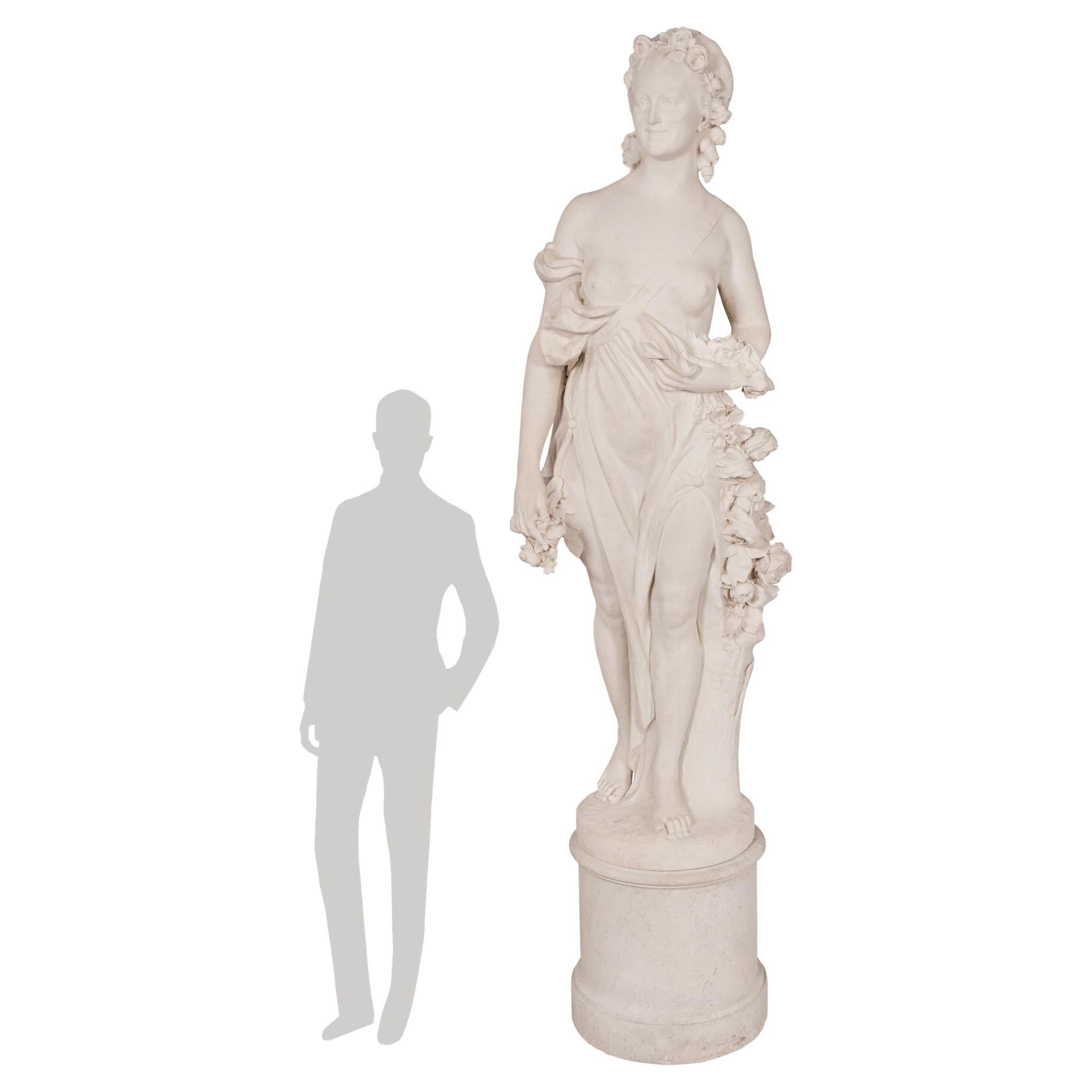 French Mid-19th Century White Carrara Marble Statue
