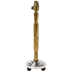 Mid-20th Century Art Decorative Golden Brass and Metal Table Lamp, circa 1930