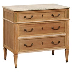 French Mid 20th C. Chest w/Uniquely Colored Marble Top (Cream/Green)