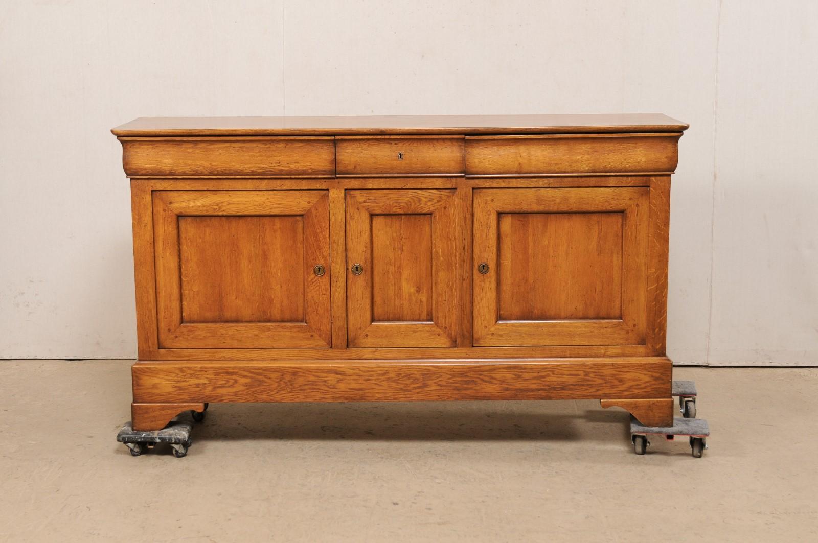 20th Century French Mid-20th C. Fruitwood Buffet Console Cabinet