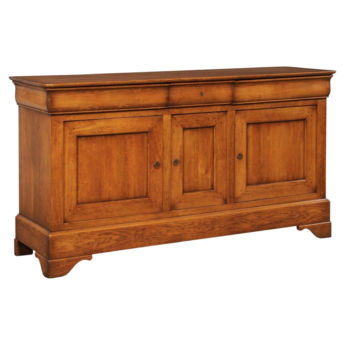 French Mid-20th C. Fruitwood Buffet Console Cabinet