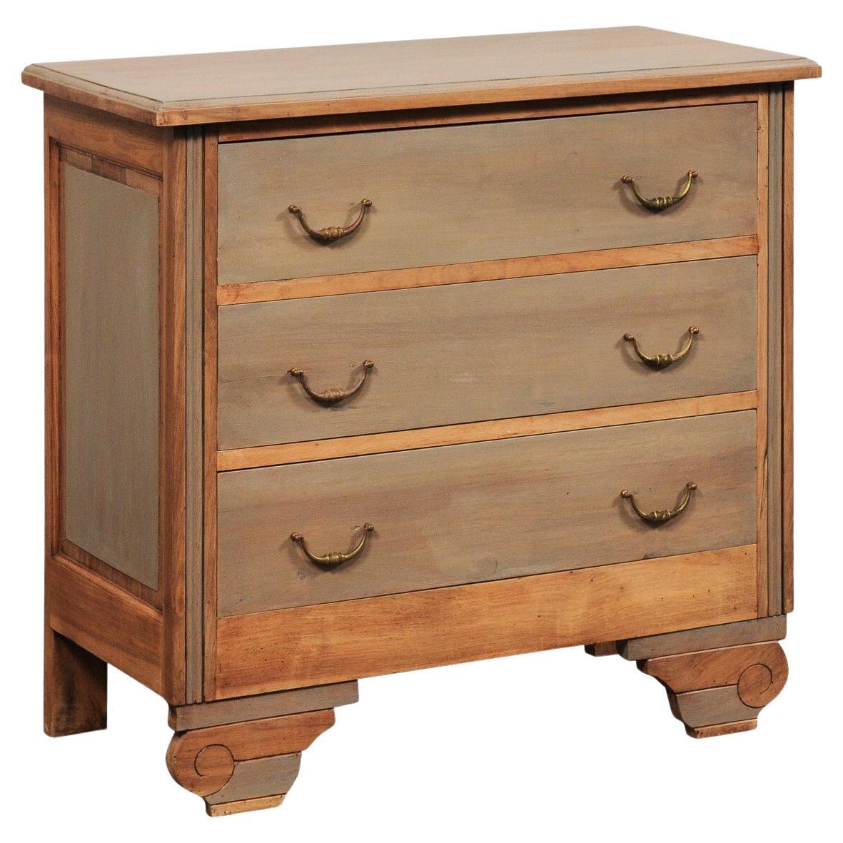 French Mid 20th C. Painted Wood Commode w/Unusual Feet For Sale