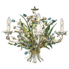 French Mid-20th Century 5 Branch Toleware Chandelier