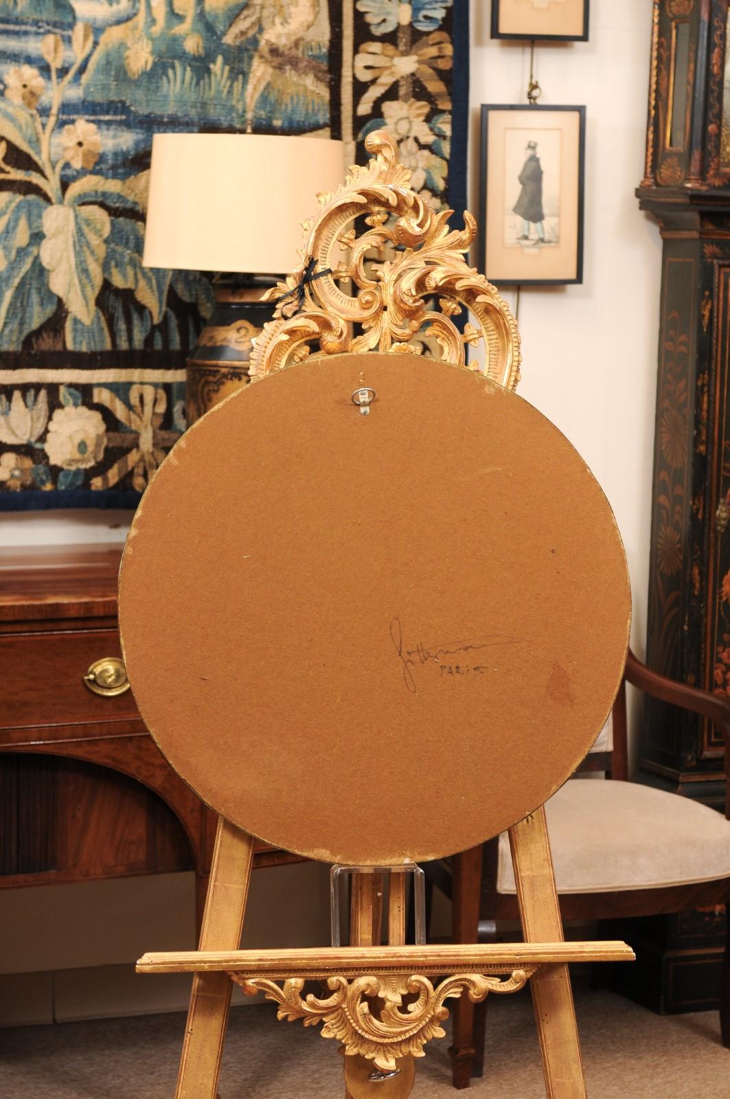 French mid 20th Century Miroir rond en laiton avec rivets en vente 5