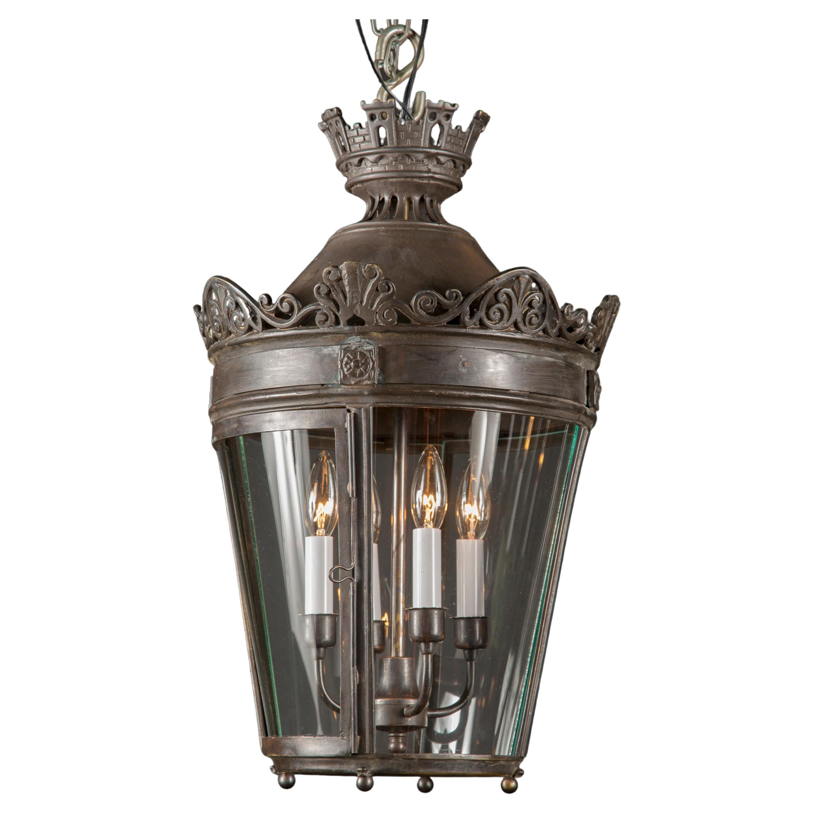 French Mid 20th Century Bronze Oscuro Finish Lantern For Sale