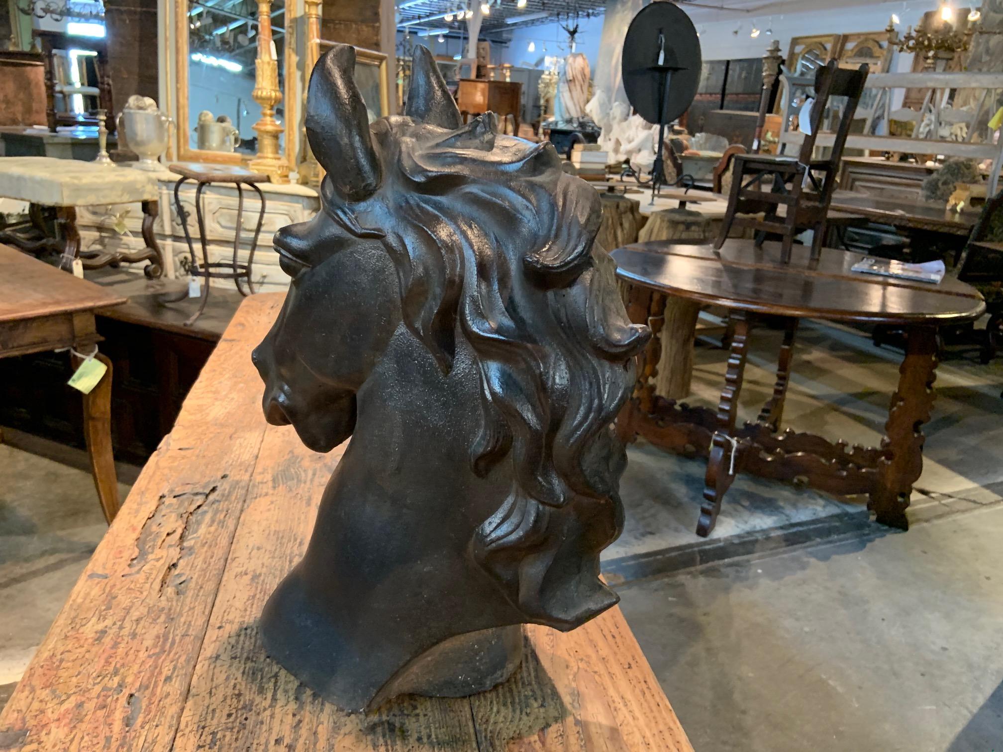French Mid-20th Century Cast Iron Horsehead In Good Condition In Atlanta, GA
