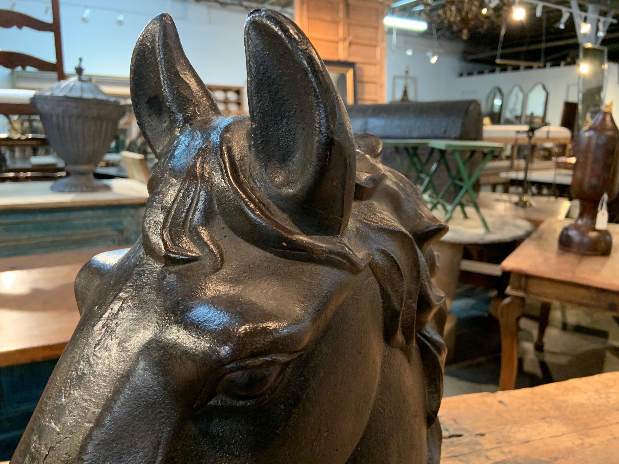 French Mid-20th Century Cast Iron Horsehead 3