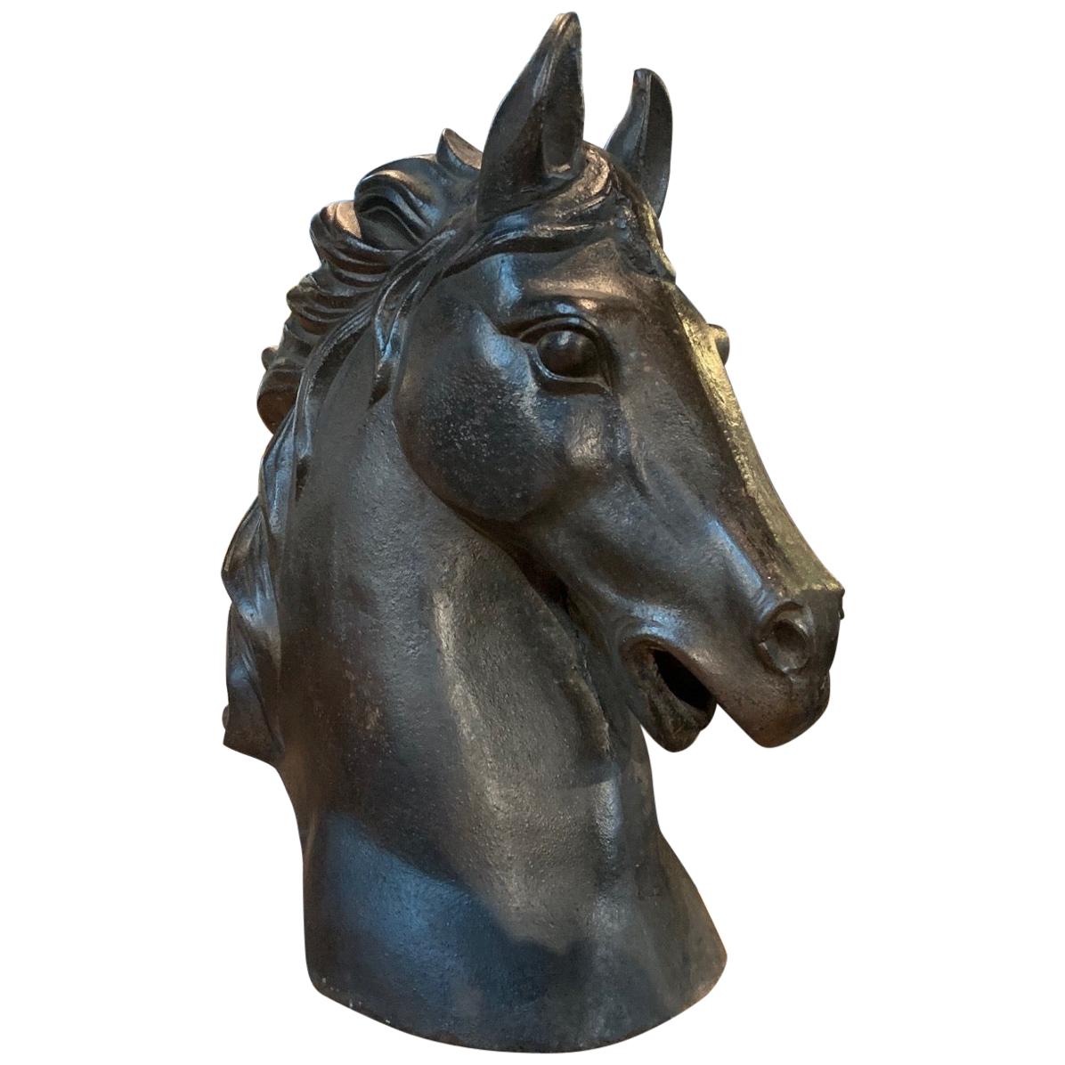 French Mid-20th Century Cast Iron Horsehead
