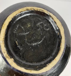 Vaso in ceramica francese della metà del XX secolo, Vaso in ceramica color verde oliva