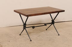 French Mid-20th Century Coffee Table with Knotted Iron Base