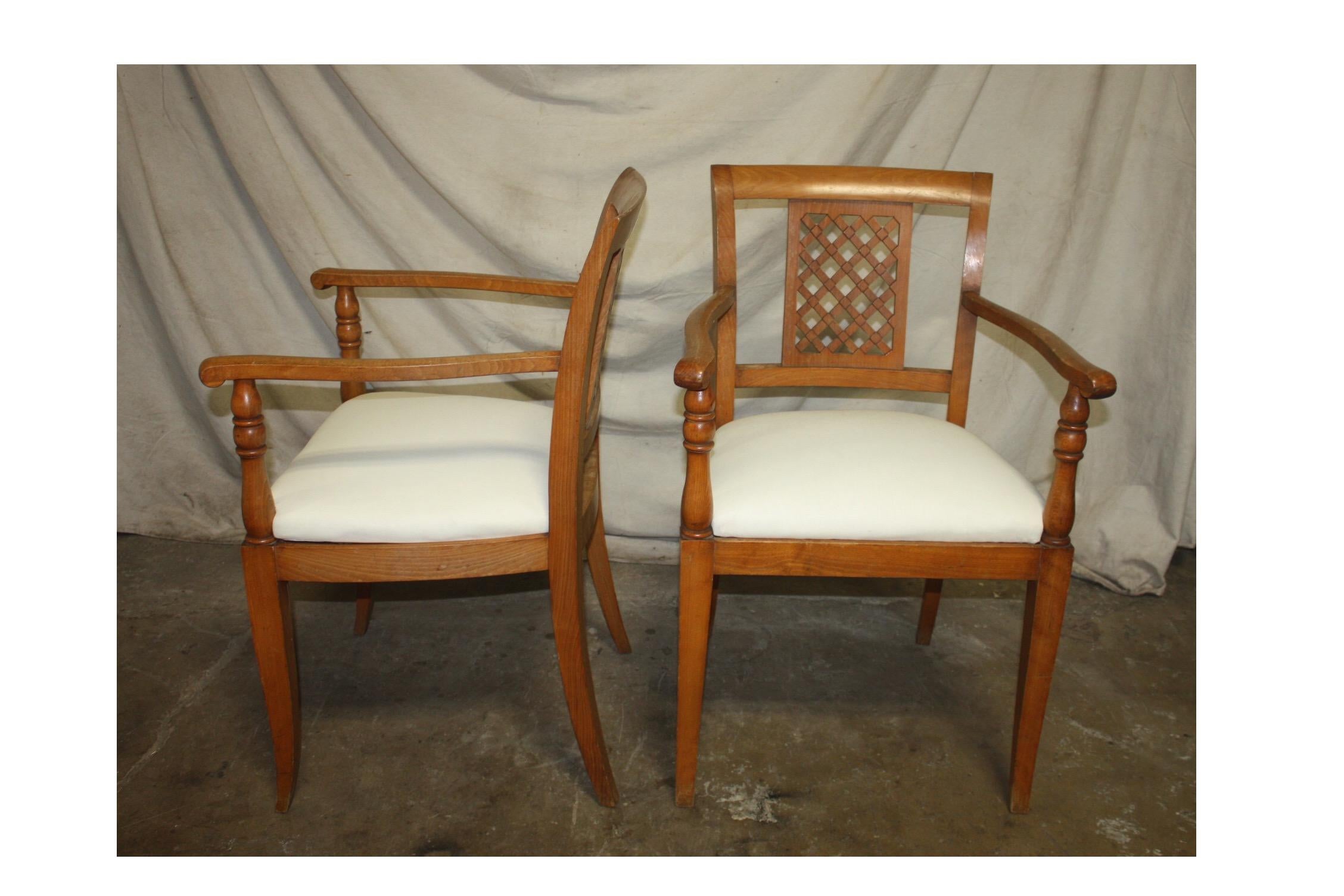 Cherry French Mid-20th Century Directoire Style Armchairs For Sale