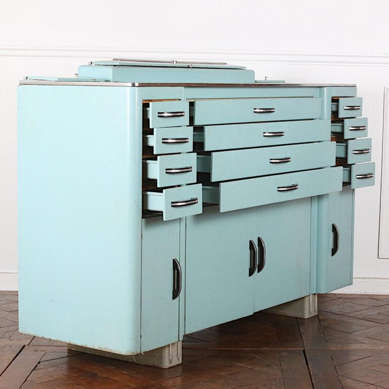 French Mid-20th Century Enamel Multi-Drawer Cabinet 1