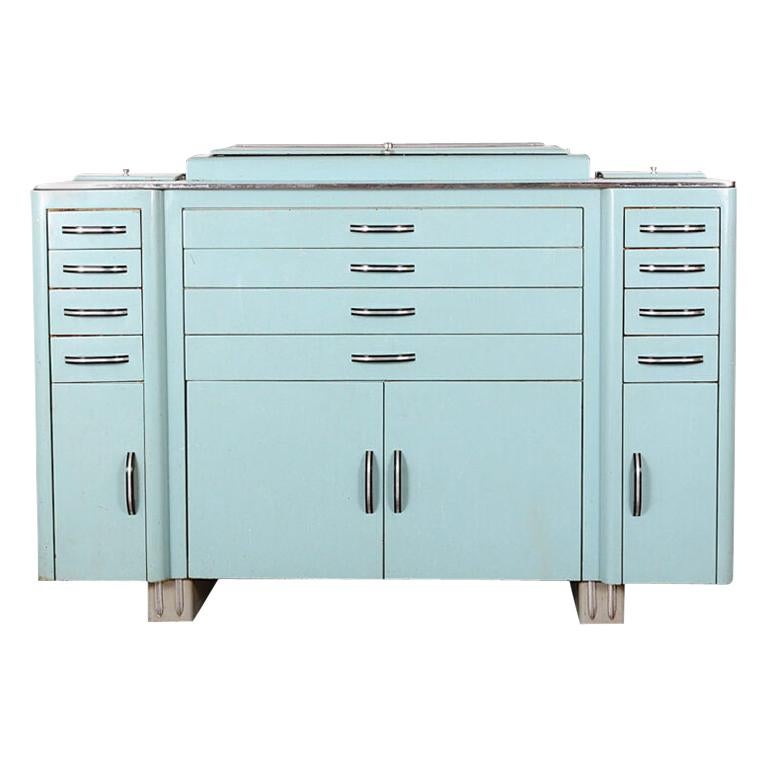 French Mid-20th Century Enamel Multi-Drawer Cabinet