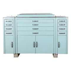 Retro French Mid-20th Century Enamel Multi-Drawer Cabinet