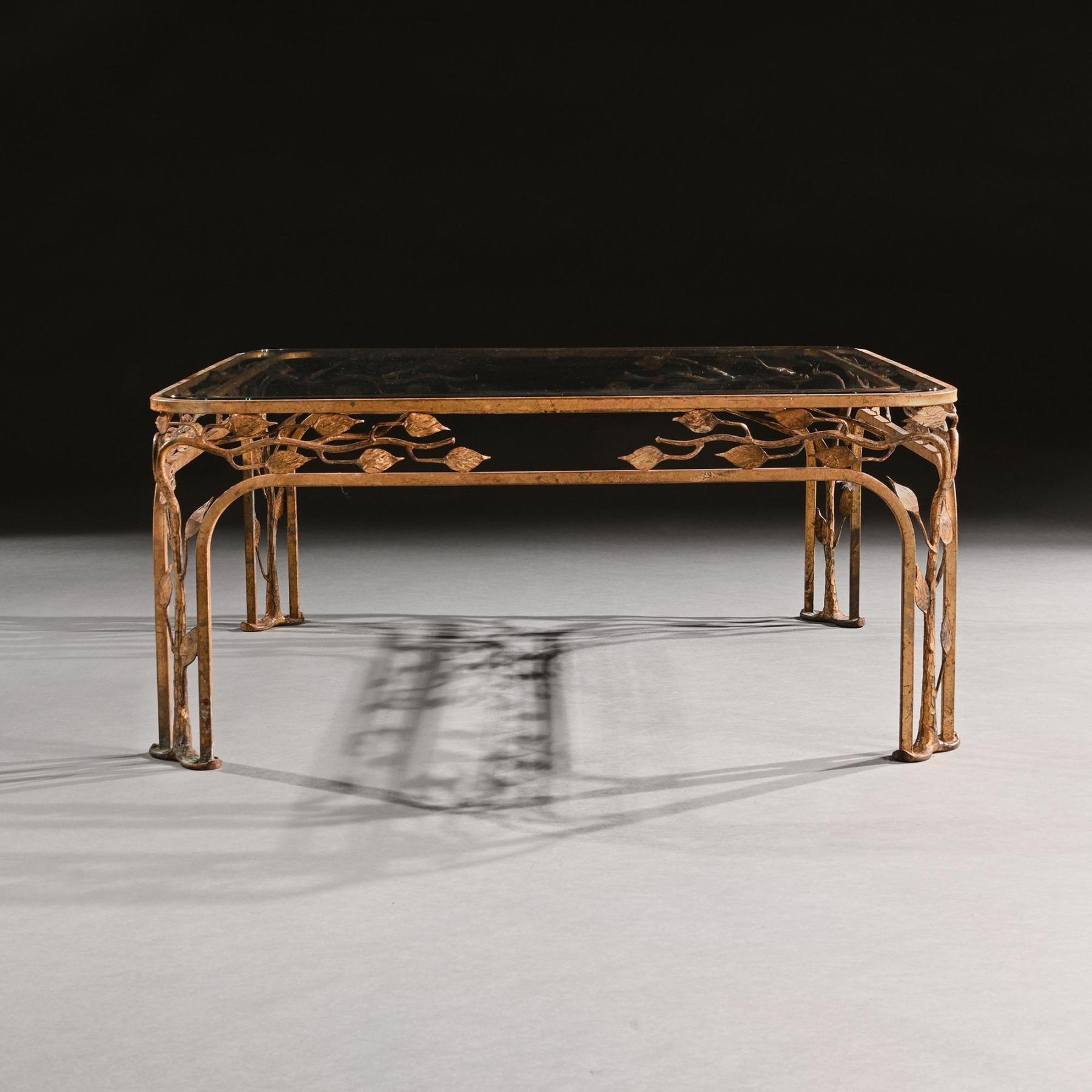 French Mid 20th Century Gilt Iron Coffee Table For Sale 5