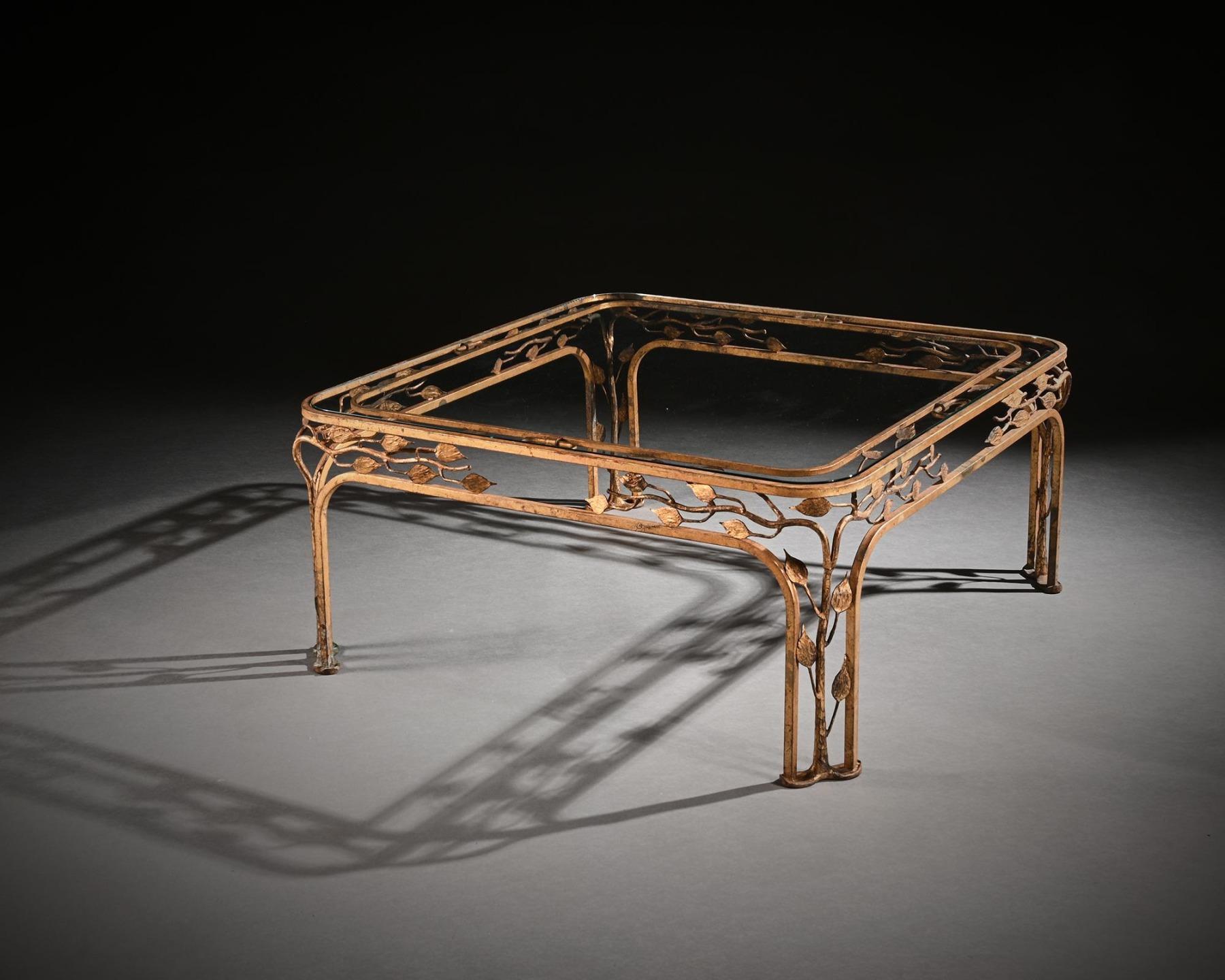French Mid 20th Century Gilt Iron Coffee Table For Sale 6