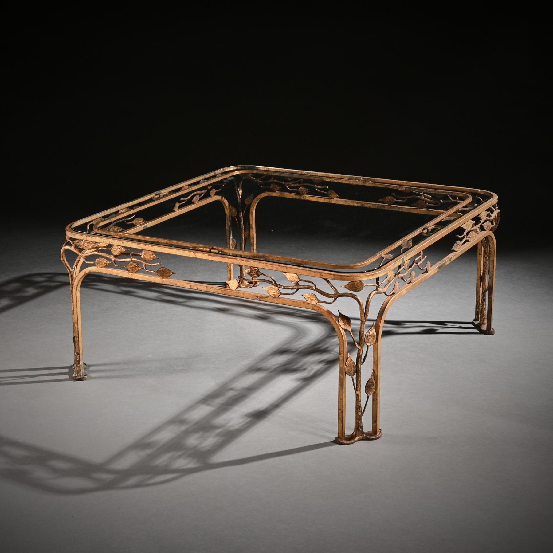 French Mid 20th Century Gilt Iron Coffee Table For Sale 8