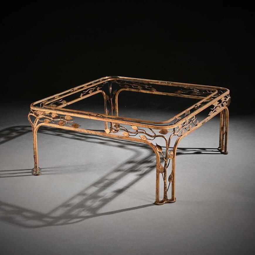 Mid-Century Modern French Mid 20th Century Gilt Iron Coffee Table For Sale