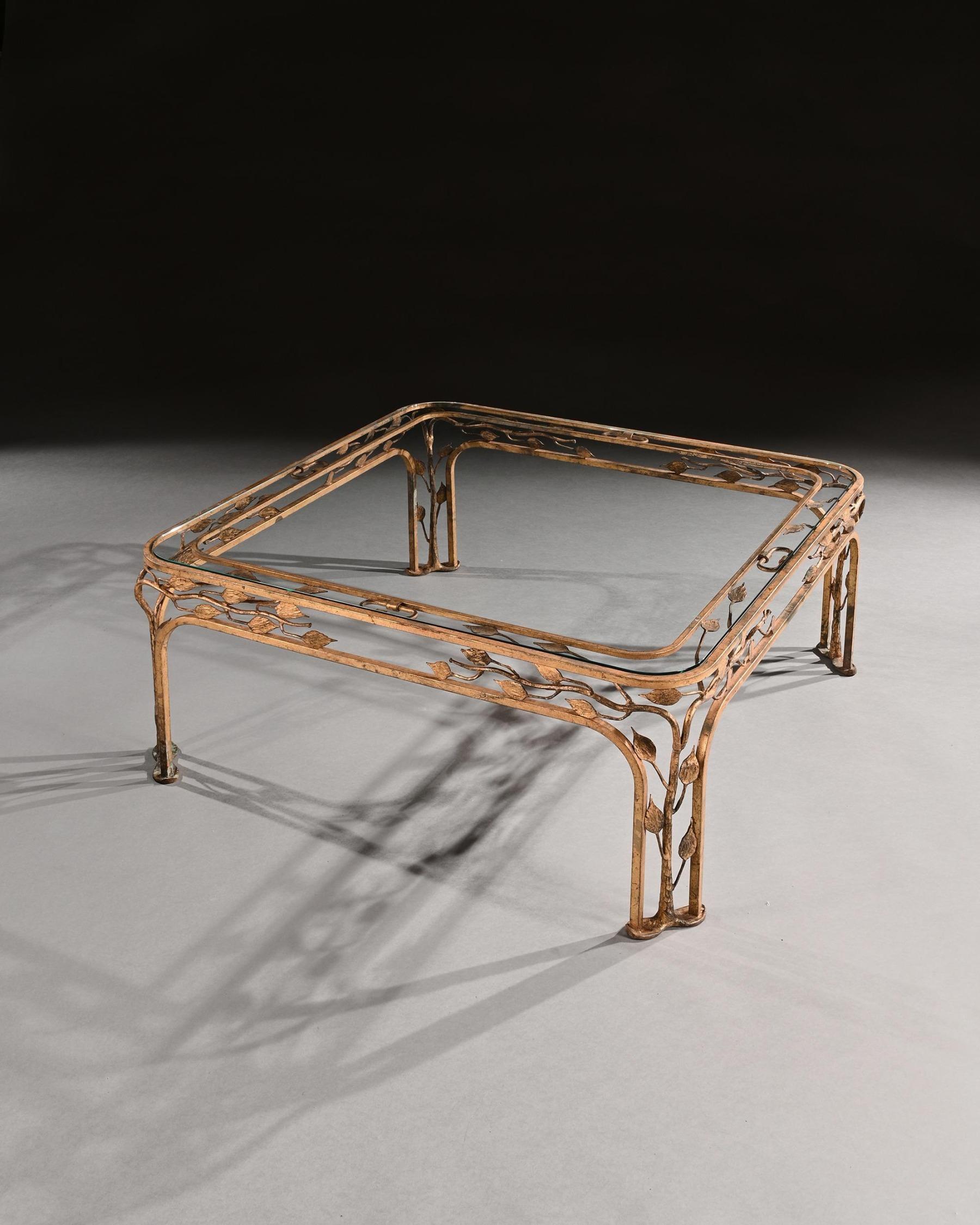 French Mid 20th Century Gilt Iron Coffee Table For Sale 2