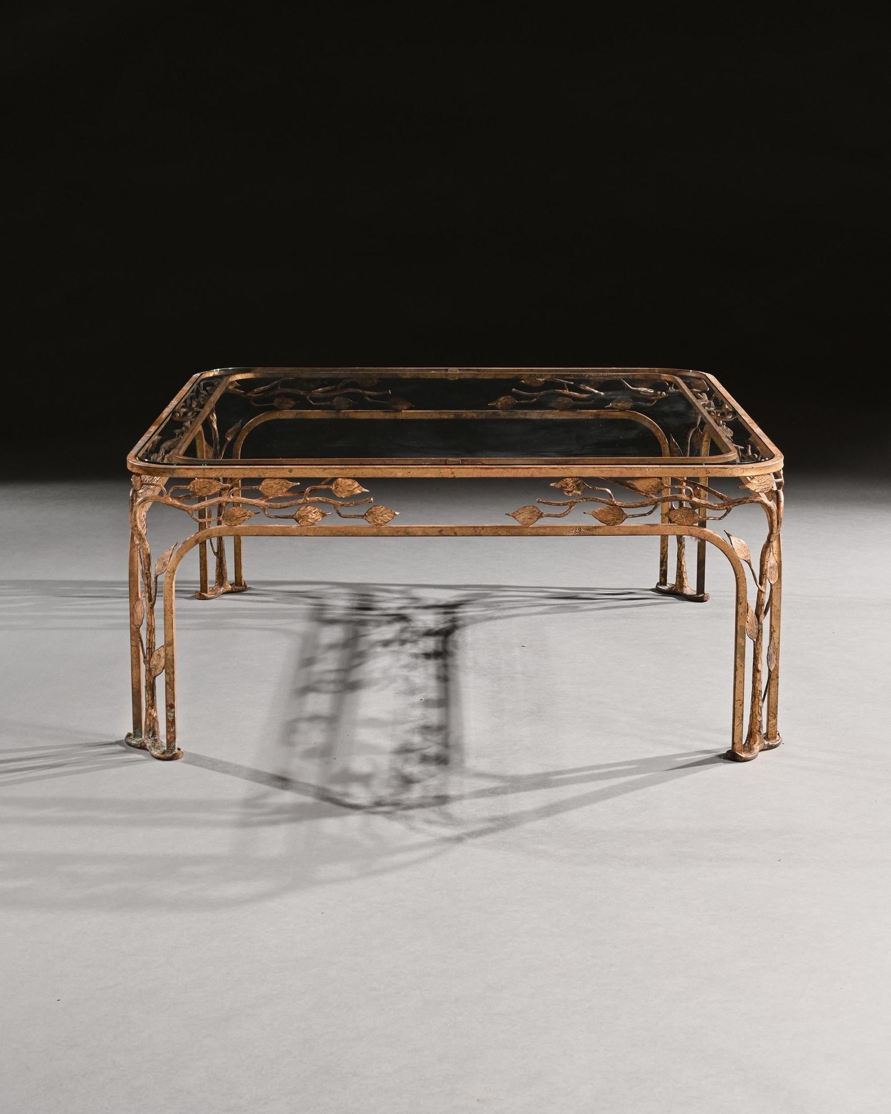 French Mid 20th Century Gilt Iron Coffee Table For Sale 3