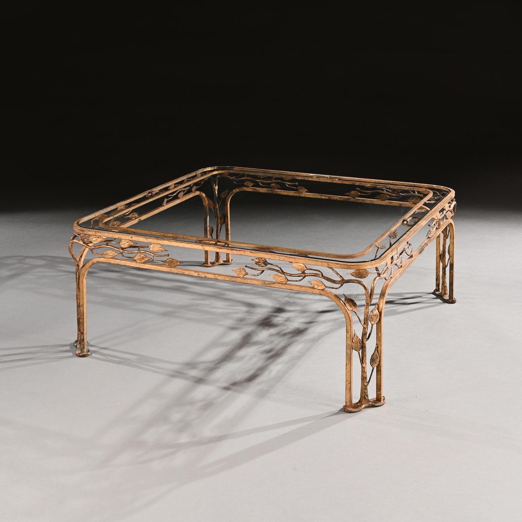 French Mid 20th Century Gilt Iron Coffee Table For Sale 4